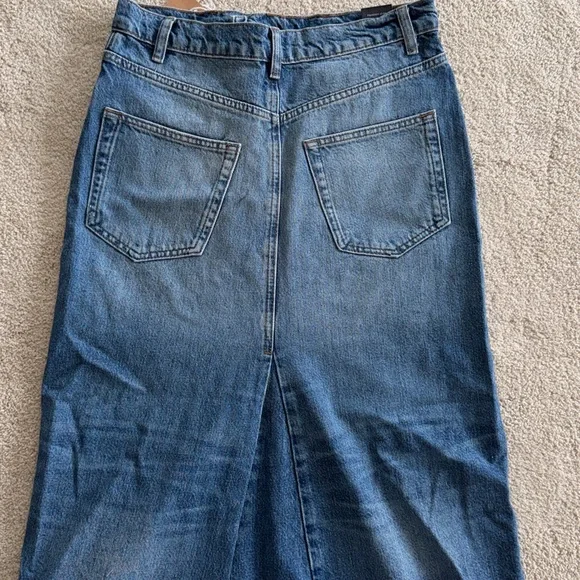 NWT Reformation Tazz Maxi Denim Skirt Hemlock Size 27